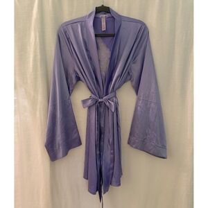 SavageXFenty Satin Robe Lace Lightning Bolt Back Kimono Sleeve Belted Sleepwear